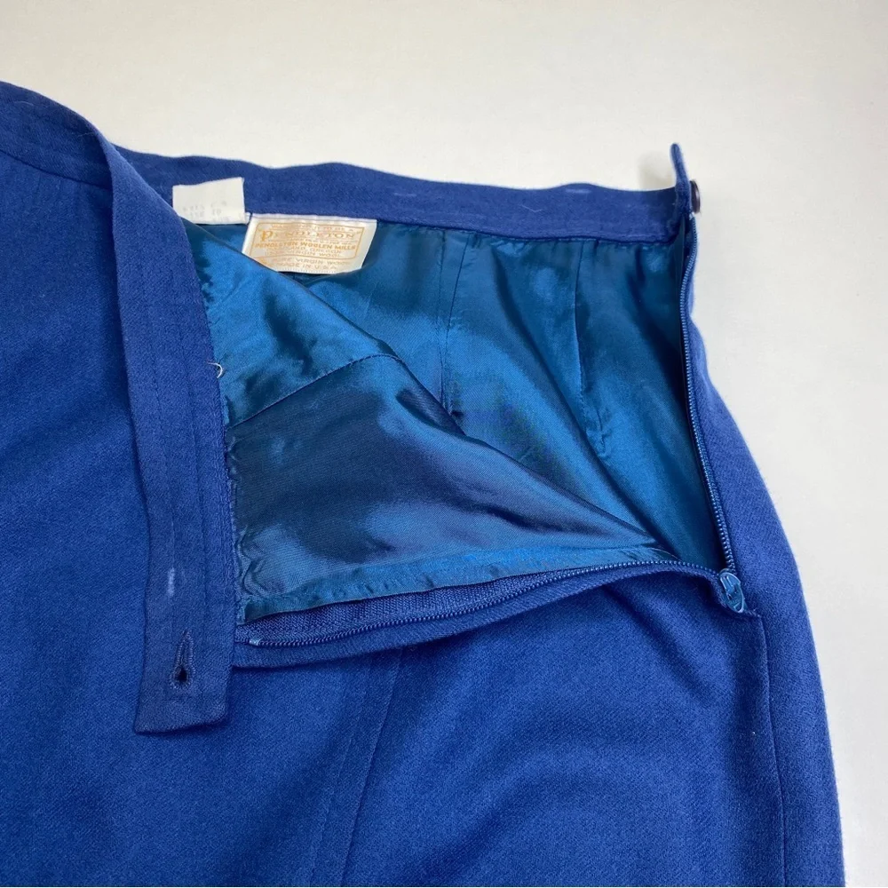 Pendleton Wool Skirt Blue Size 10 Knee Length Lined Classic Business Casual